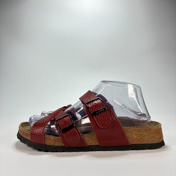 Birkenstock Tatami Red Leather Slip On Casual Sandals Women’s Size US 6 EU 37 - Picture 4 of 9